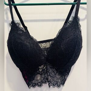 La Senza bralette push up lace adjustable straps black lingerie D/DD L romantic